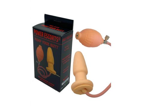 Wibrujący korek analny pompowany Power Escorts silikonowy 10 cm miąższowy - 3