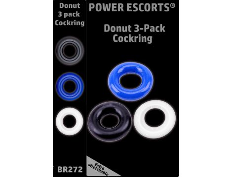 Pierścienie erekcyjne donut Power Escorts 3 sztuki TPE - 2