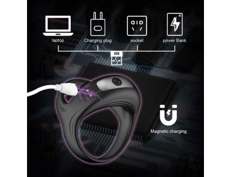 Wibrujący pierścień erekcyjny Lovesecret Premium silikonowy wodoodporny USB - 5
