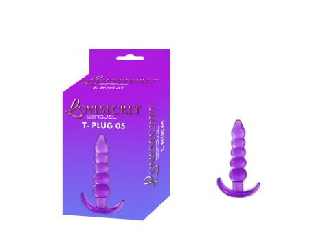 Korek analny TPE Lovesecret T Plug 05 fioletowy 12 cm - 5