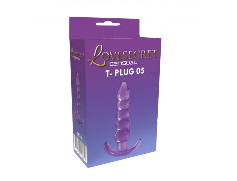 Korek analny TPE Lovesecret T Plug 05 fioletowy 12 cm - 3