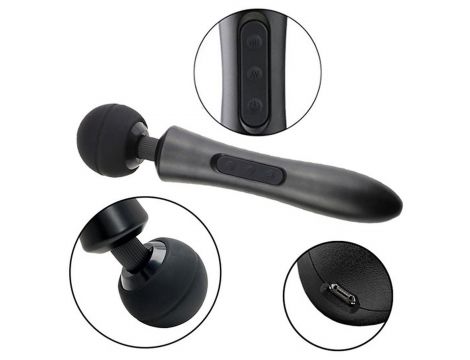 Stymulator-Massager Ultra Powerful -Big USB Black 20 Function