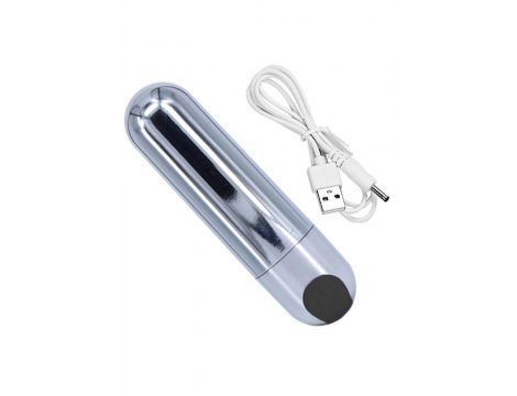 Wibrator-Strong Bullet Vibrator Silver/Black USB 10 Function - 6