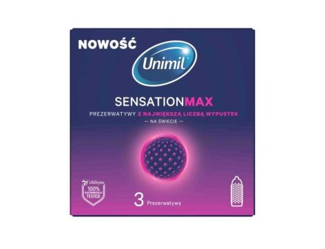 Prezerwatywy Unimil Sensation Max kropkowane 53 mm 3 szt.
