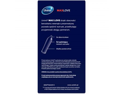 Prezerwatywy opóźniające Unimil Max Love 12 szt - 3