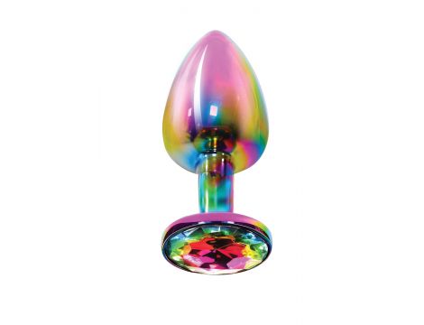 Aluminiowy korek analny z tęczowym klejnotem Twilight ToyJoy mały 7 cm - 2