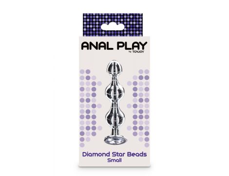 Korek analny Diamond Star Beads ToyJoy srebrny 10.5 cm - 3