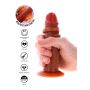 Dildo z ruchomym napletkiem ToyJoy silikonowe karmel 15 cm - 8