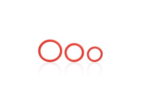 Pierścienie erekcyjne Tri Rings silikonowe czerwone Calexotics - 2