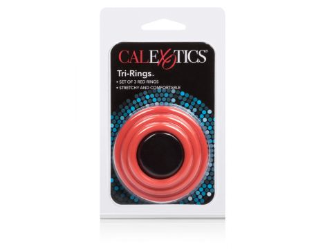 Pierścienie erekcyjne Tri Rings silikonowe czerwone Calexotics