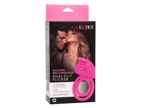 Pierścień wibrujący silikonowy Calexotics Dual Clit Flicker różowy - 3