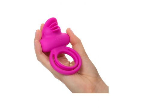 Pierścień wibrujący silikonowy Calexotics Dual Clit Flicker różowy - 5