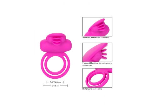 Pierścień wibrujący silikonowy Calexotics Dual Clit Flicker różowy - 8