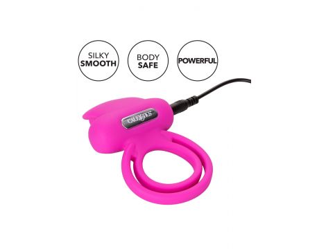 Pierścień wibrujący silikonowy Calexotics Dual Clit Flicker różowy - 9