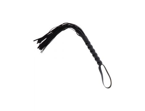 Pejcz z koralikami PU czarny 60 cm - 2
