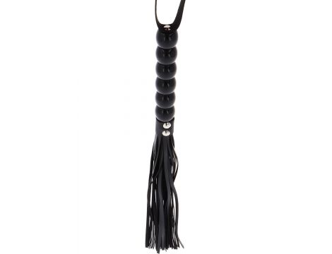 Pejcz z koralikami PU czarny 60 cm