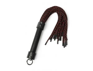 Skórzany flogger z supłami Hidden Desire 55 cm czarno czerwony