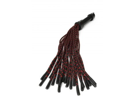 Skórzany flogger z supłami Hidden Desire 55 cm czarno czerwony - 2