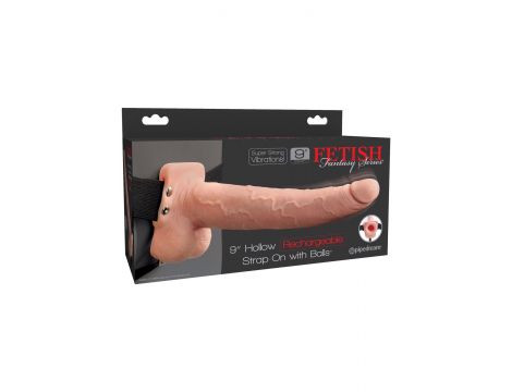 9inch Hollow Recharge Strap On Light skin tone - 3
