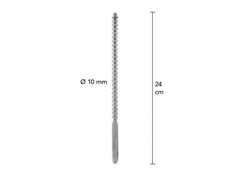 Sonda uretralna żebrowana Steel Power Tools srebrna 10 mm 24 cm - 3