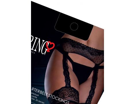 Satin T. Garterbelt Stockings Black - 8