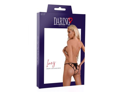 Inez strappy crotchless bikini Black