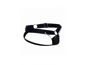 Jockstrap łańcuchowy MOB Eroticwear czarny ze skóry ekologicznej