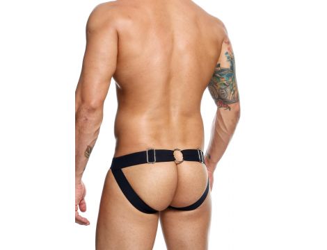 Jockstrap łańcuchowy MOB Eroticwear czarny ze skóry ekologicznej - 7