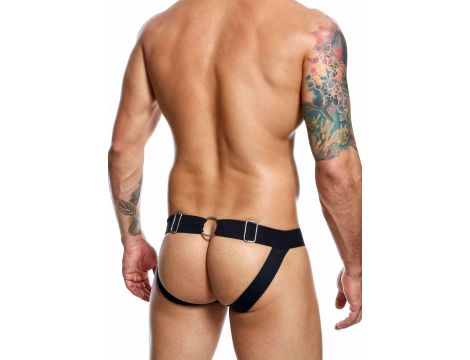 Jockstrap łańcuchowy MOB Eroticwear czarny ze skóry ekologicznej - 6