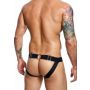Jockstrap łańcuchowy MOB Eroticwear czarny ze skóry ekologicznej - 7