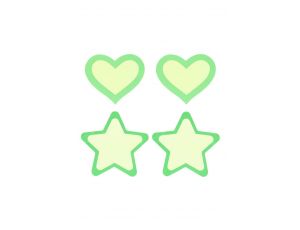 PEEKABOO PASTIES GREEN GLOW IN THE DARK HEARTS AND STARS