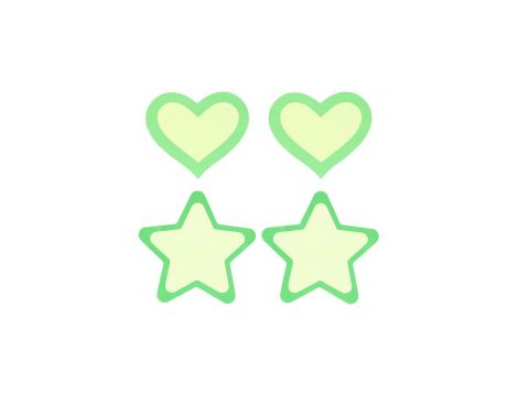 PEEKABOO PASTIES GREEN GLOW IN THE DARK HEARTS AND STARS