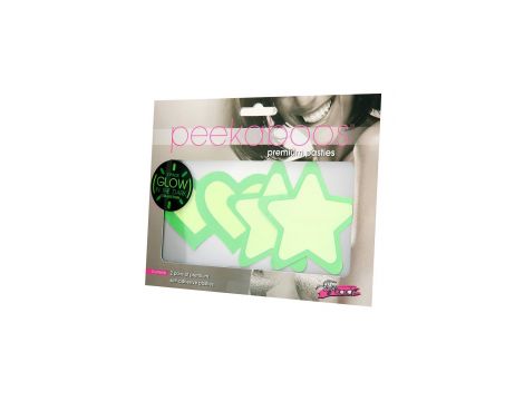 PEEKABOO PASTIES GREEN GLOW IN THE DARK HEARTS AND STARS - 2