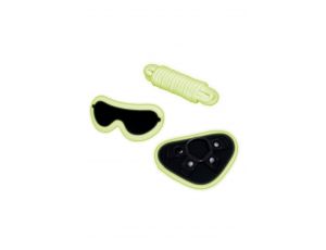 WHIPSMART 4 PCS GLOW IN THE DARK STRAP-ON SET WITH EYEMASK & SILK ROPE