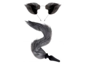 WHIPSMART 4.5 INCH SILICONE PLUG WITH GREY INDIGO FOX TAIL SET