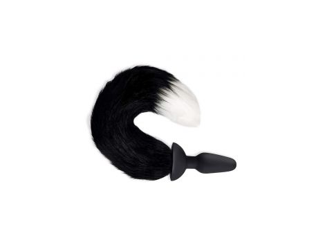 WHIPSMART 4.9 INCH SILICONE VIBRATING PLUG WITH 14 INCH BLACK INDOGO FOX TAIL