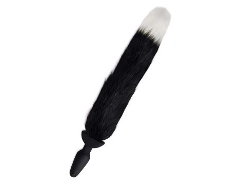 WHIPSMART 4.9 INCH SILICONE VIBRATING PLUG WITH 14 INCH BLACK INDOGO FOX TAIL - 3