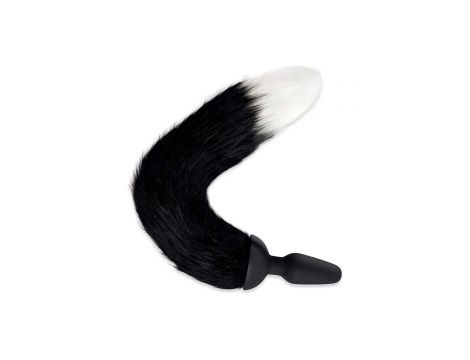 WHIPSMART 4.9 INCH SILICONE VIBRATING PLUG WITH 14 INCH BLACK INDOGO FOX TAIL - 2