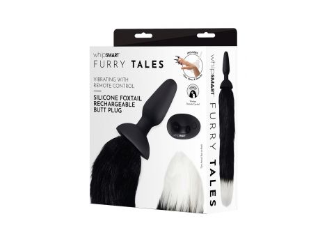 WHIPSMART 4.9 INCH SILICONE VIBRATING PLUG WITH 14 INCH BLACK INDOGO FOX TAIL - 4