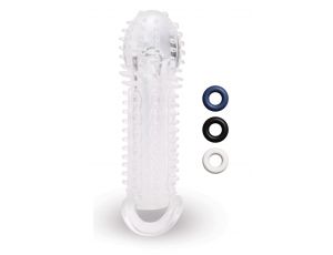 SIZE UP CLEAR VIEW TEXTURED PENIS EXTENDER WITH BALL LOOP