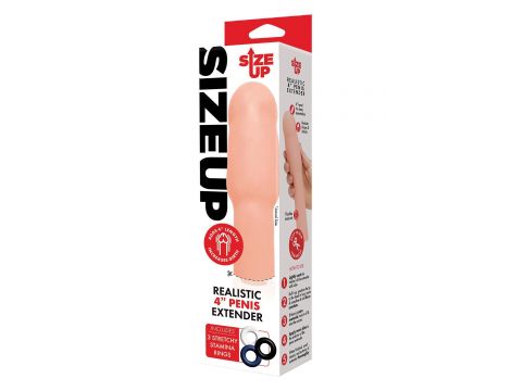 SIZE UP 4 INCH EXTRA REALISTIC PENIS EXTENDER -FLESH