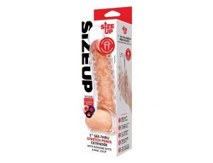 SIZE UP CLEAR VIEW STUDDED PENIS EXTENDER WITH BALL LOOP