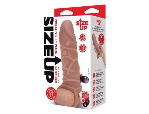 SIZE UP SILICONE VIBRATING REALISTIC PENIS EXTENDER WITH BALL LOOP TAN