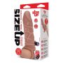 SIZE UP SILICONE VIBRATING REALISTIC PENIS EXTENDER WITH BALL LOOP TAN - 2