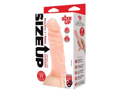 SIZE UP SILICONE REALISTIC PENIS EXTENDER WITH BALL LOOP FLESH