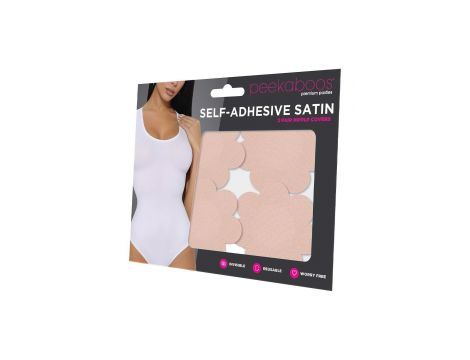 PEEKABOOS SELF ADHESIVE SATIN NIPPLE COVERS, NUDE - 2