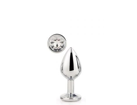 Korek analny srebrny z kamieniem Gleaming Love mały 7 cm - 4