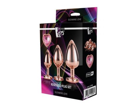 Zestaw korków analnych Gleaming Love aluminium różowe złoto - 4