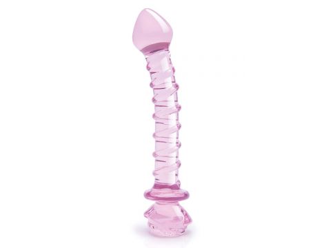 GLAZE GLASS ROSEBUD SPIRAL G-SPOT DILDO - 4