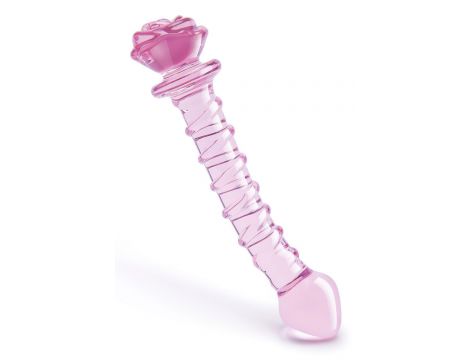 GLAZE GLASS ROSEBUD SPIRAL G-SPOT DILDO - 2